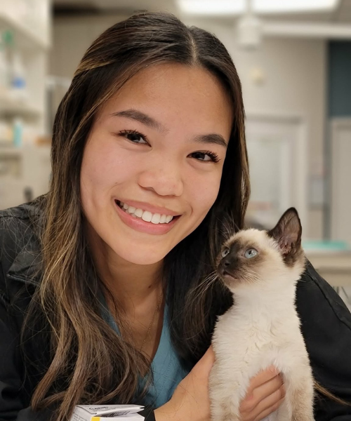 Allynne A happy vet and dog at Governor Animal Clinic